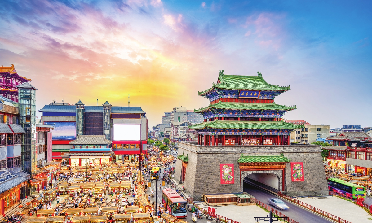 A view of Gulou Square, Kaifeng city, Henan Province. Photo: VCG