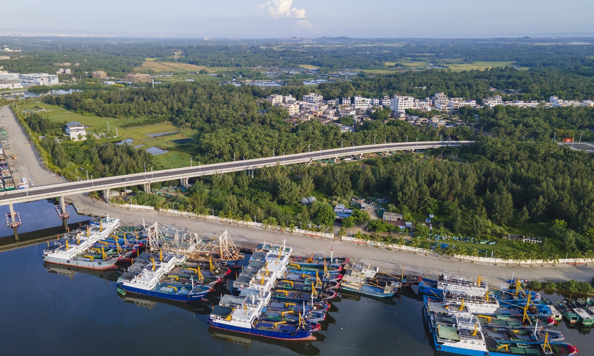 Fishing boats berth at the port in Tanmen town in Qionghai city, South China's Hainan Province on August 23, 2022. Photo: IC