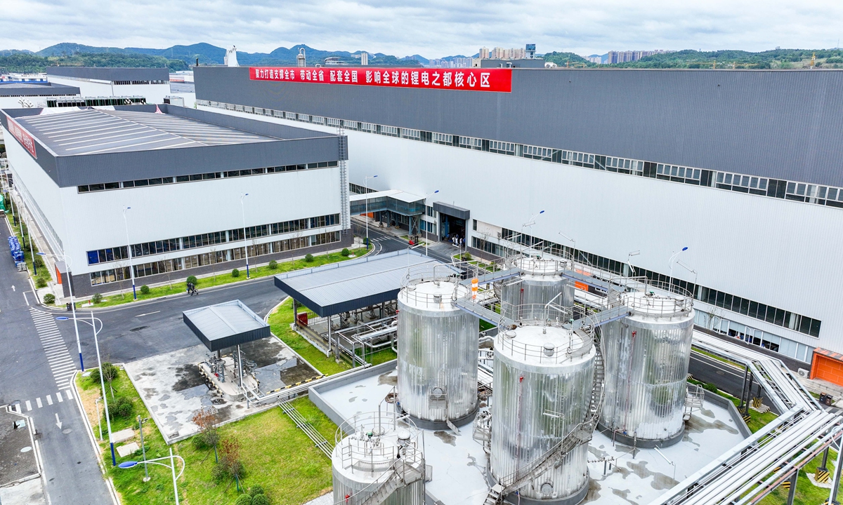 A lithium battery high-tech industrial park is seen in Hongshe, Southwest China’s Sichuan Province on August 29, 2022. The park hosts 35 companies in the industry and 49 projects, making it the largest such production base in Sichuan and Southwest China’s Chongqing Municipality. Companies said that the recent heat has had only a limited impact on operations. Photo: cnsphoto