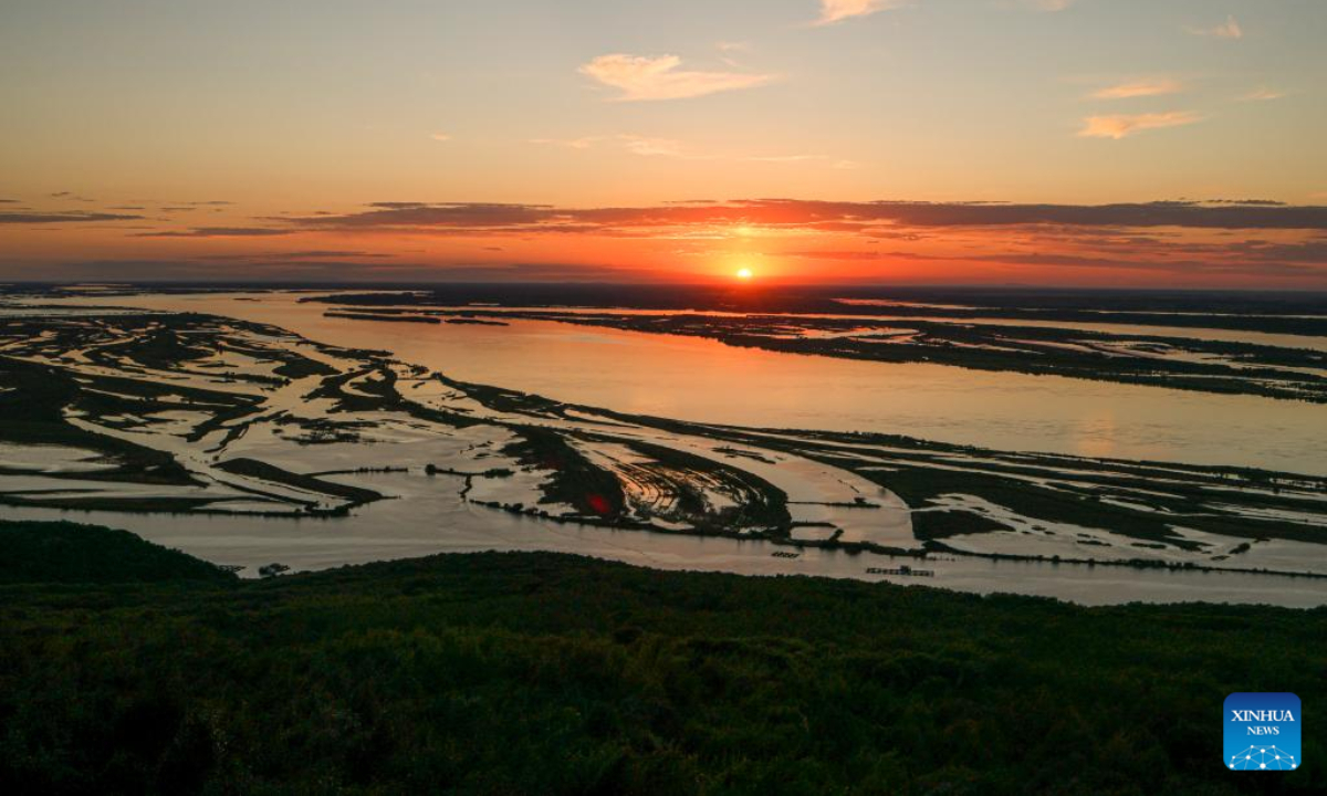 Photo taken on Sep 4, 2022 shows the view of a wetland in Fuyuan, northeast China's Heilongjiang Province. Fuyuan has been making persistent efforts to improve local ecological environment, attracting tourists with its distinctive cultural tourism industry. Photo:Xinhua