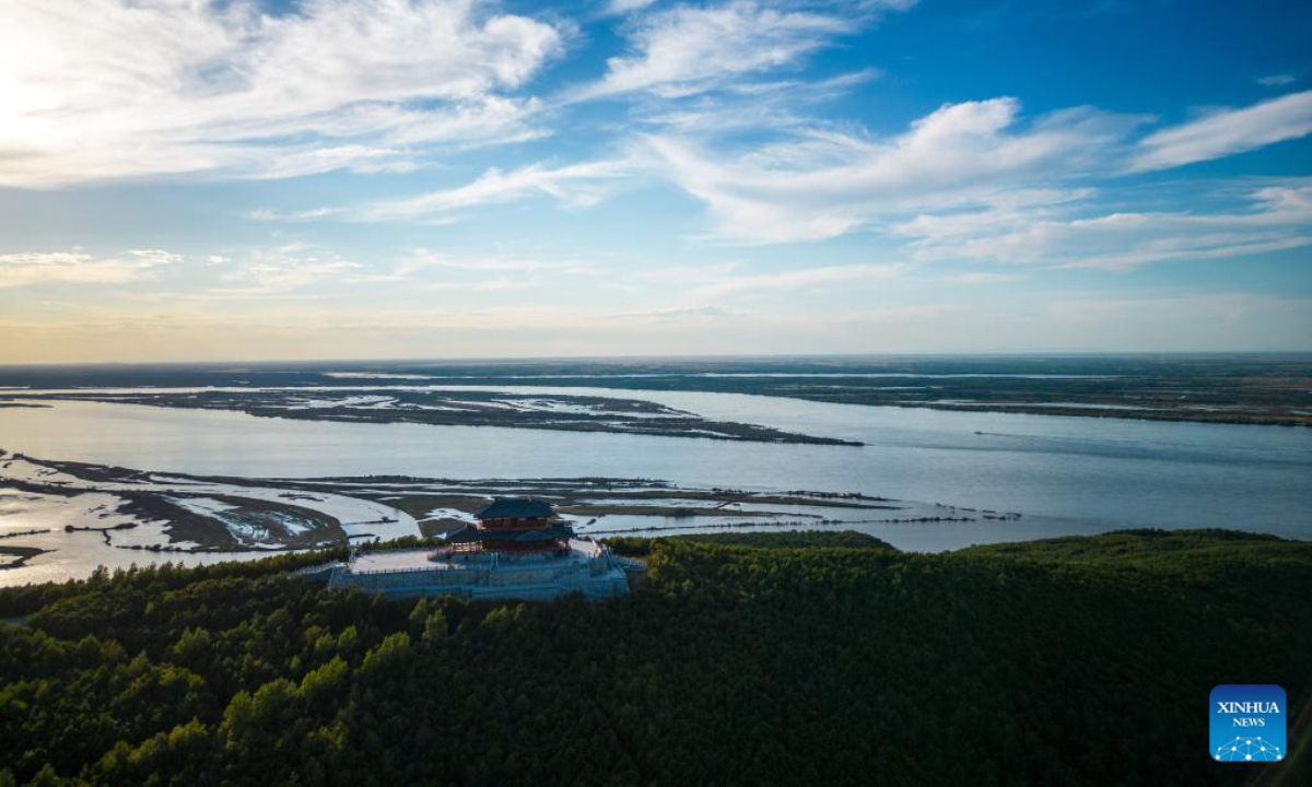 Photo taken on Sep 4, 2022 shows the view of a wetland in Fuyuan, northeast China's Heilongjiang Province. Fuyuan has been making persistent efforts to improve local ecological environment, attracting tourists with its distinctive cultural tourism industry. Photo:Xinhua