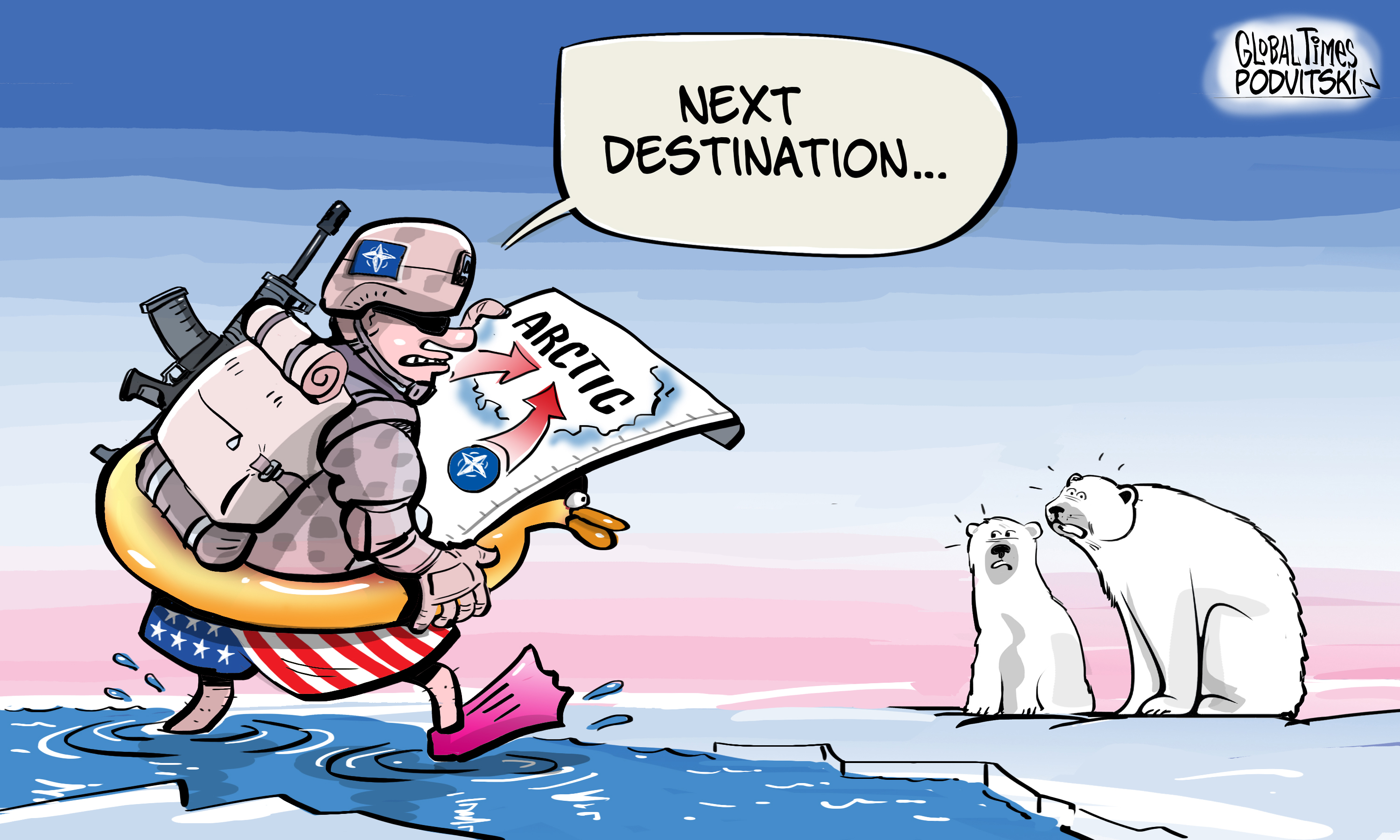 NATO eyes expansion into the Arctic. Cartoon: Vitaly Podvitski