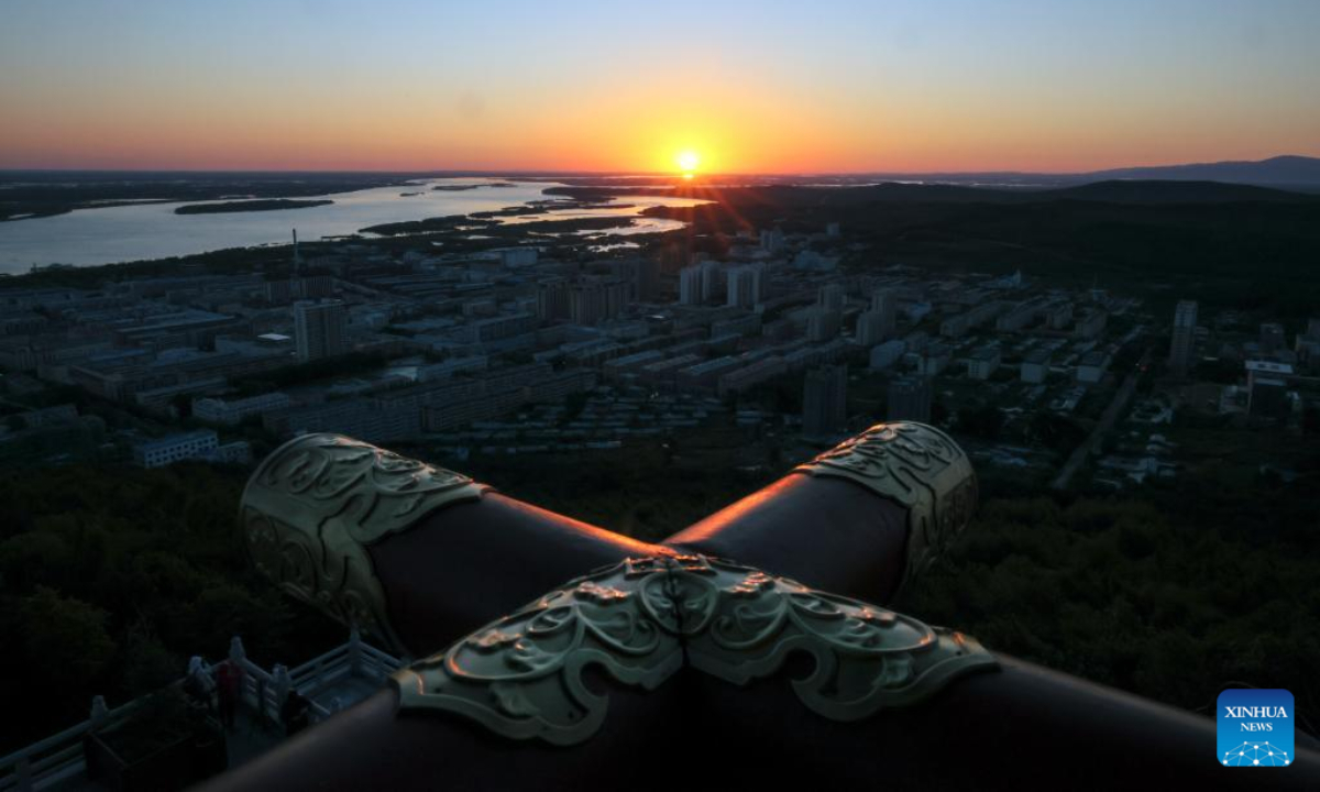 Photo taken on Sep 4, 2022 shows the view of a wetland in Fuyuan, northeast China's Heilongjiang Province. Fuyuan has been making persistent efforts to improve local ecological environment, attracting tourists with its distinctive cultural tourism industry. Photo:Xinhua