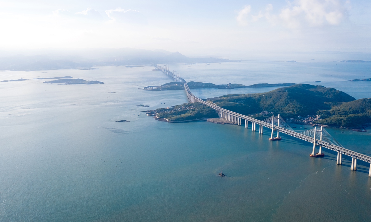 A view of Pingtan Strait Road-rail Bridge. Photo: VCG