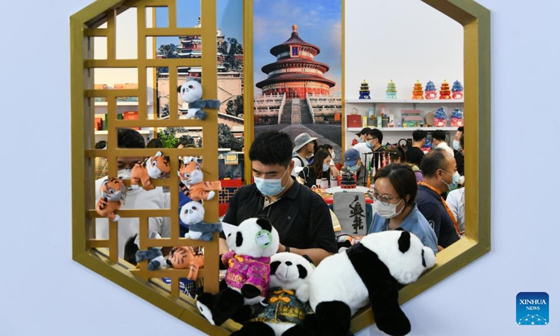 People visit the cultural and tourism services exhibition hall in the Shougang Park during the 2022 China International Fair for Trade in Services (CIFTIS) in Beijing, capital of China, Sept. 4, 2022. (Xinhua/Han Xu)
