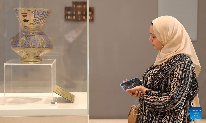 A woman visits Museum of Islamic Art in Cairo, Egypt, on Aug. 31, 2022. Museum of Islamic Art in Cairo, is considered to be one of the largest museums of Islamic art in the world, as it houses close to 100,000 antique Islamic artifacts.(Photo: Xinhua)