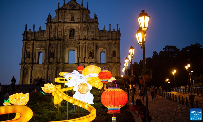Illumination installations are seen in front of the Ruins of the St. Paul's in Macao, south China, Sept. 3, 2022.Photo:Xinhua