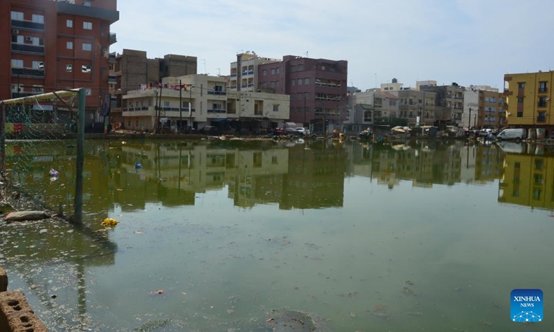 Photo taken on Sept. 3, 2022 shows a flooded football field after torrential rain in Dakar, Senegal.Photo:Xinhua