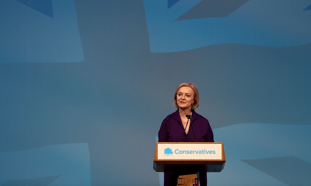 New Conservative Party leader and Britain's Prime Minister-elect Liz Truss delivers a speech at an event to announce the winner of the Conservative Party leadership contest in central London on September 5, 2022. Photo: AFP