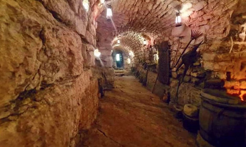 Photo provided by Ghandi Abu Diab on Sept. 3, 2022 shows a rock tunnel connecting the vaults in his museum in the village of al-Jahliyeh in Mount Lebanon, Lebanon.(Photo: Xinhua)