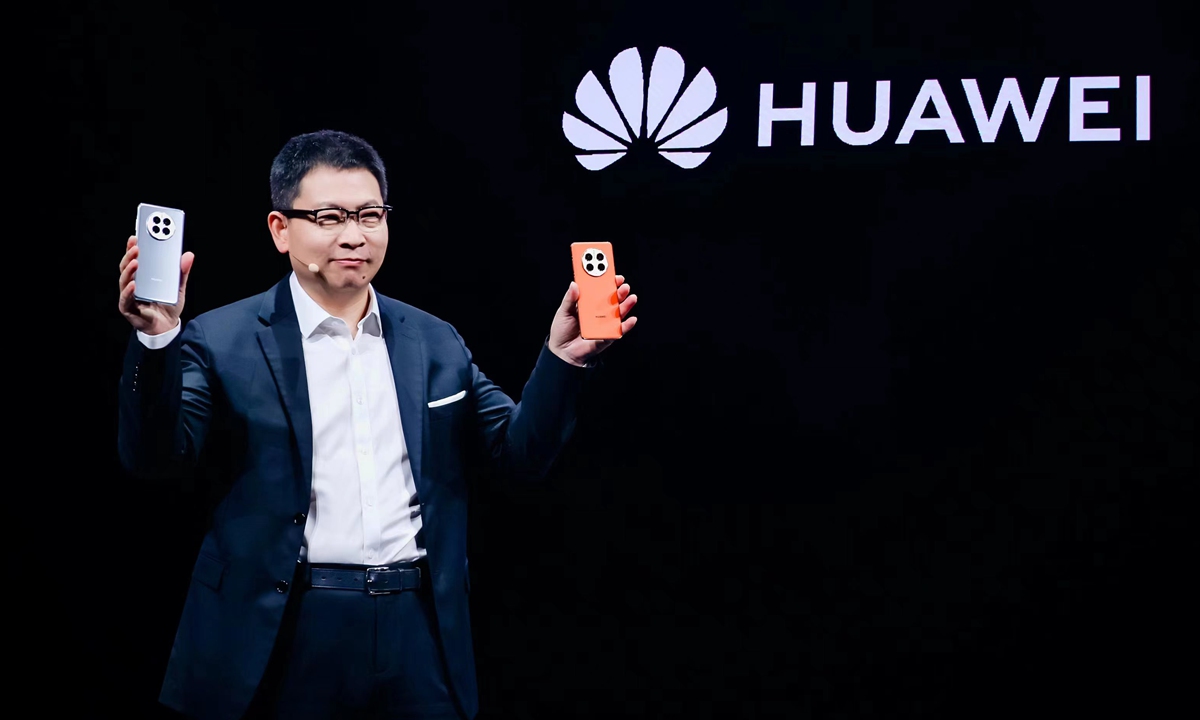 Huawei's Richard Yu Chengdong showcases the Mate 50 series on September 6, 2022. Photo: Courtesy of Huawei