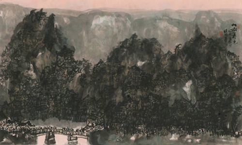 Mountain City Twilight, also known in Chinese as <em>Shan Cheng Mu Se</em> created by artist Ren Jianguo Photo: Courtesy of Ren 