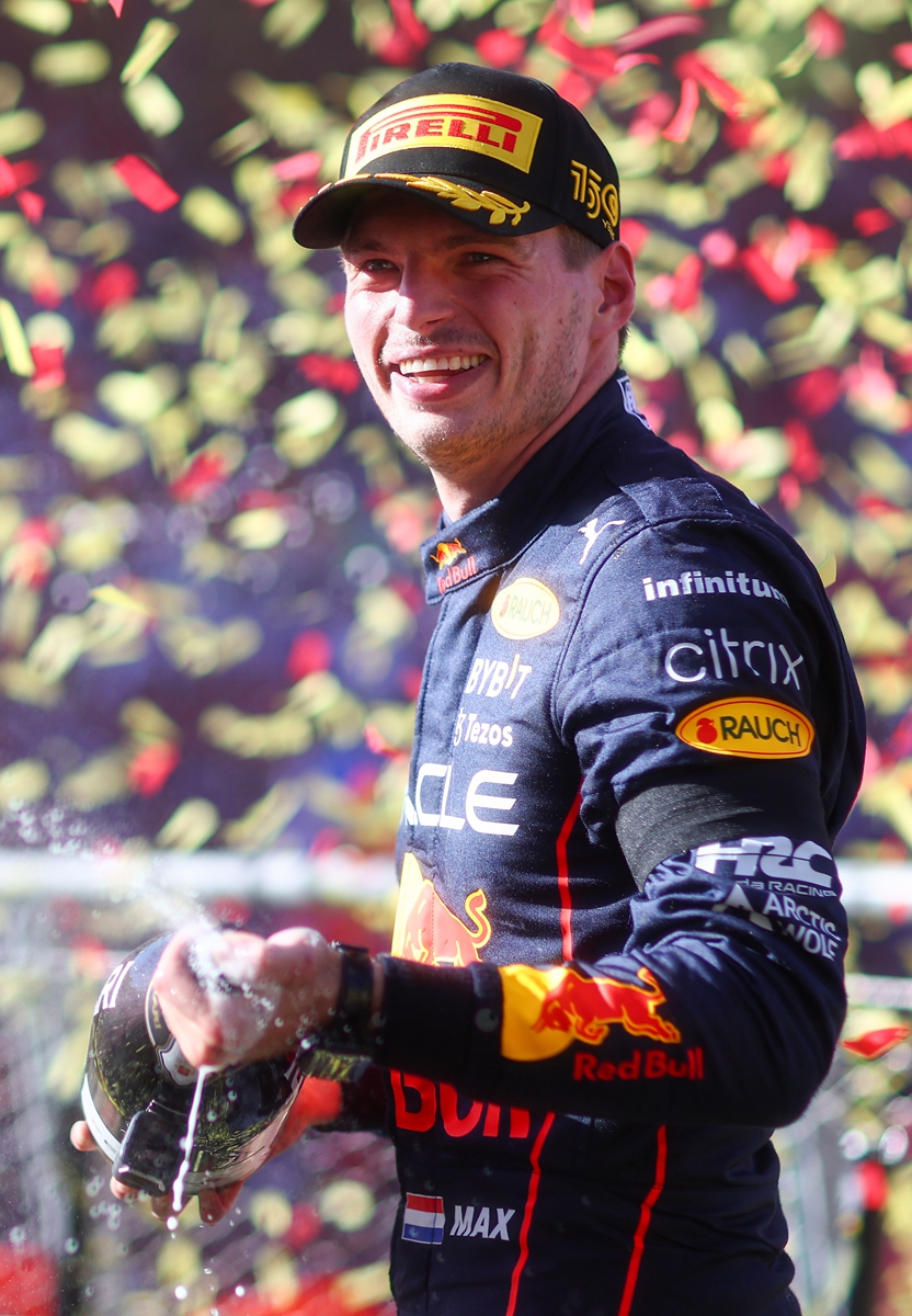 Max Verstappen celebrates on September 11, 2022 in Monza, Italy. Photo: VCG