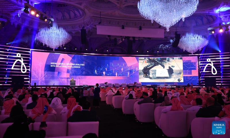 People attend the 2022 Global AI Summit in Riyadh, Saudi Arabia, on Sept. 13, 2022. The 2022 Global AI Summit kicked off in Riyadh on Tuesday.(Photo: Xinhua)