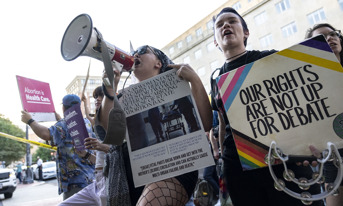 Abortion rights activists protest on September 13, 2022 in Washington DC. Photo: AFP