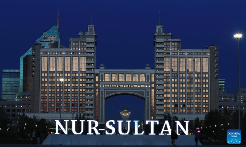 Photo taken on Sept. 9, 2022 shows the night view of Nur-Sultan in Kazakhstan.(Photo: Xinhua)