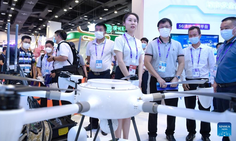 An exhibitor demonstrates a smart emergency communication system during the 19th China-ASEAN Expo in Nanning, capital of south China's Guangxi Zhuang Autonomous Region, Sept. 17, 2022.Photo:Xinhua