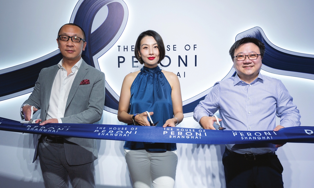 Representatives of Asahi Beer (China) Investment Co, Ltd (from left): sales director Andrew Li, marketing director Dolly Chang, and Peroni brand manager Pan Zijie Photo: Courtesy of Asahi Beer Asia