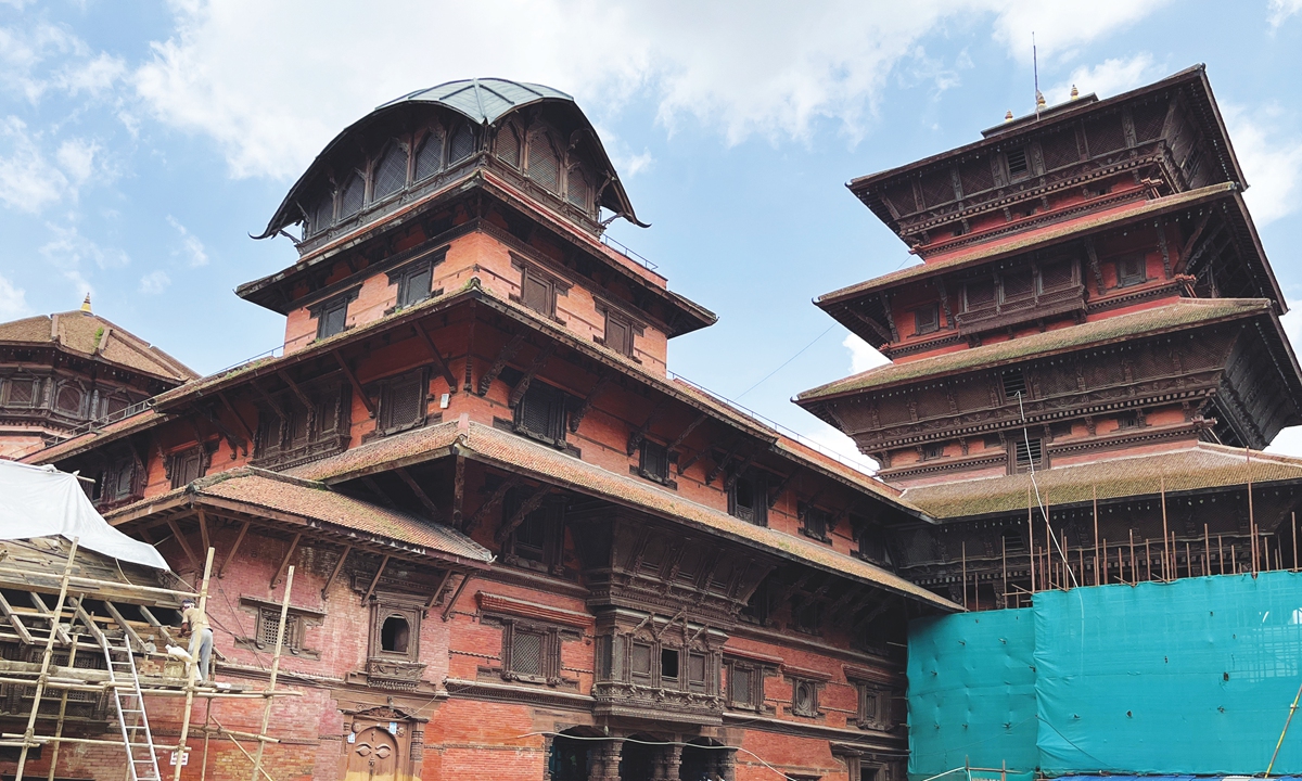 A project of  the Chinese Academy of Cultural Heritage (CACH) to restore the quake-hit Basantapur Palace in Durbar Square in Nepal Photos: Courtesy of the CACH 
