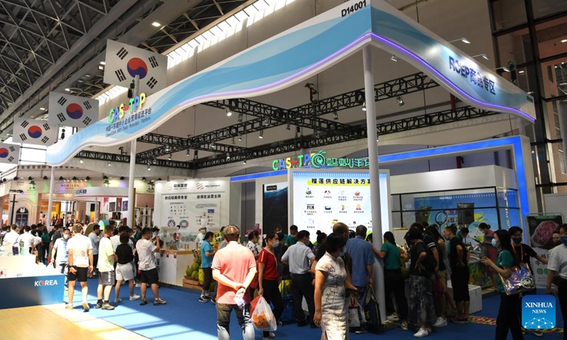 People visit the RCEP pavilions during the 19th China-ASEAN Expo in Nanning, south China's Guangxi Zhuang Autonomous Region, Sept. 18, 2022.Photo:Xinhua