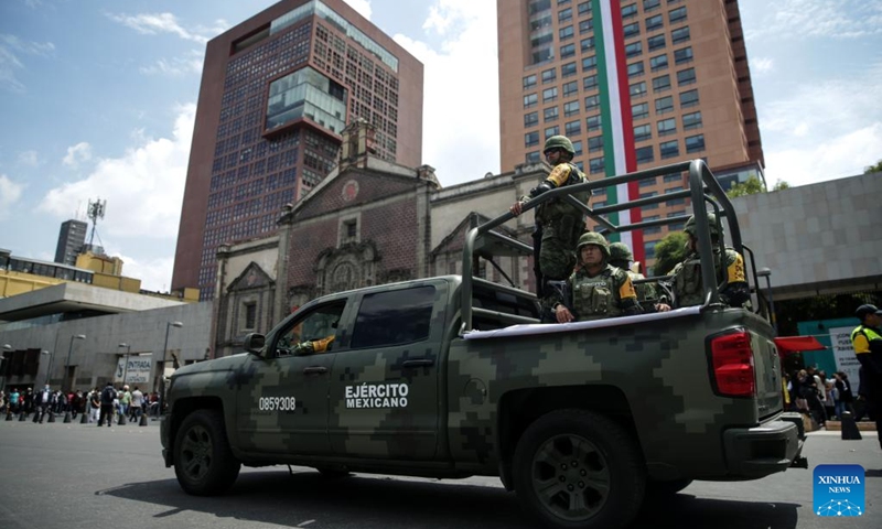 Soldiers patrol after an earthquake in central Mexico City, Mexico, on Sept. 19, 2022.(Photo: Xinhua)