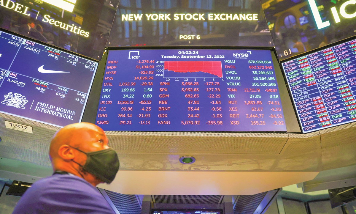 A stock trader works in the New York Stock Exchange. Photo: VCG