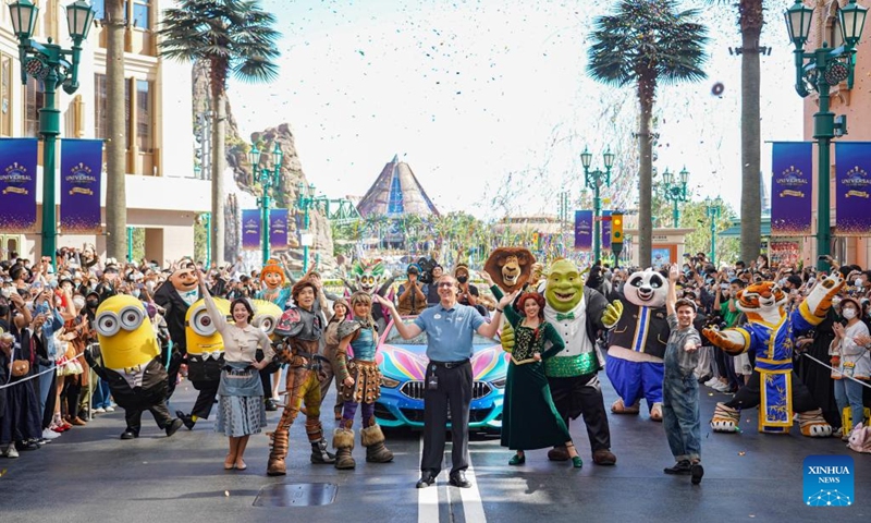 Photo taken on Sept. 20, 2022 shows the one year anniversary celebrations at the Universal Beijing Resort in Beijing, capital of China. The Universal Beijing Resort celebrated the one year anniversary of its opening to the public on Tuesday.(Photo: Xinhua)