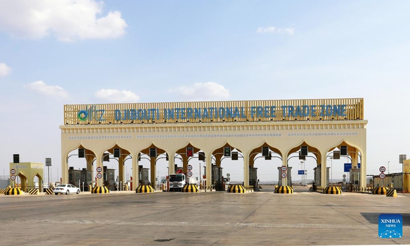 Photo taken on Sept. 14, 2022 shows the gate of the Djibouti International Free Trade Zone in Djibouti. Inaugurated in 2018 with a planned construction area of 48.2 square km, the Djibouti International Free Trade Zone has attracted more than 200 companies, providing competitive digital services and products.(Photo: Xinhua)
