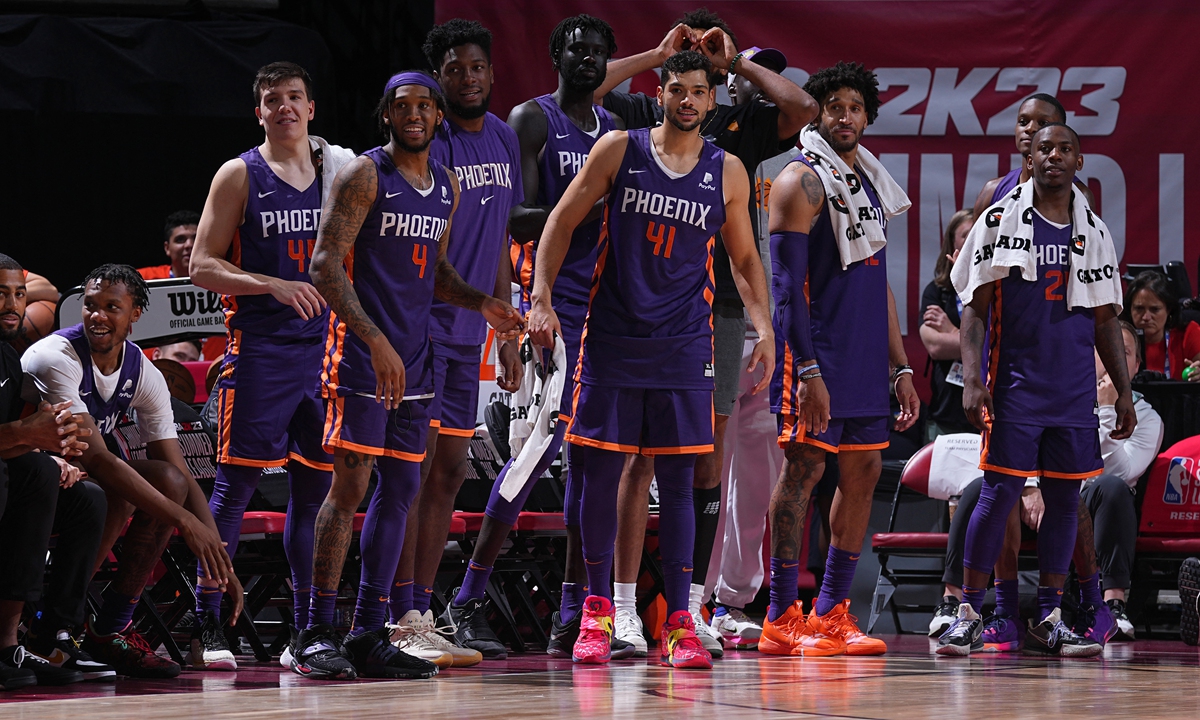 The Phoenix Suns look on during the 2022 Las Vegas Summer League at the Thomas & Mack Center in Las Vegas, Nevada on July 17, 2022. Photo: AFP