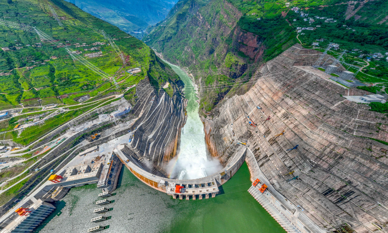 The photo taken on August 5, 2022 shows the Baihetan hydropower station. Photo: Courtesy of China Three Gorges Corp