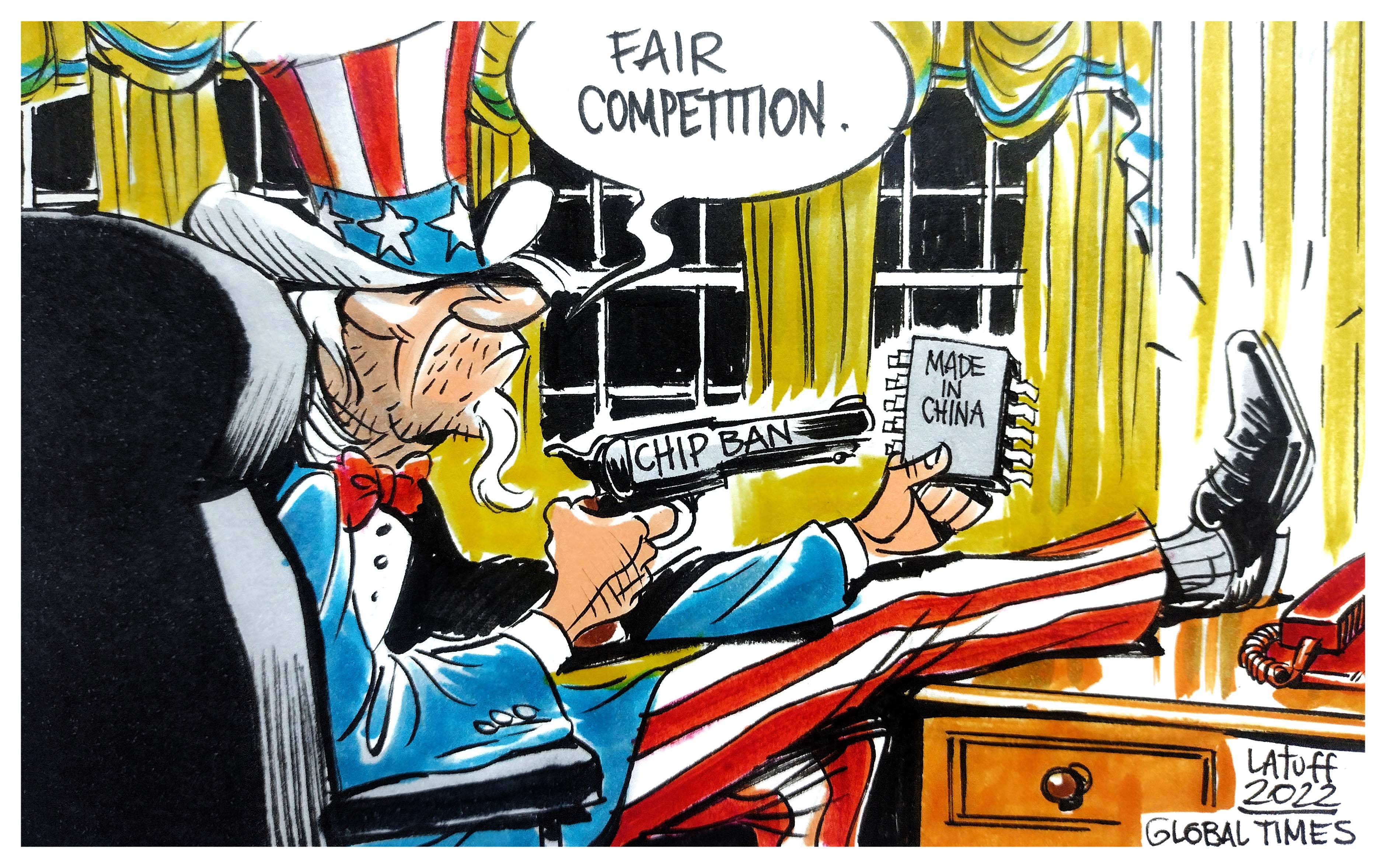 Deviation from fair competition. Cartoon: Carlos Latuff