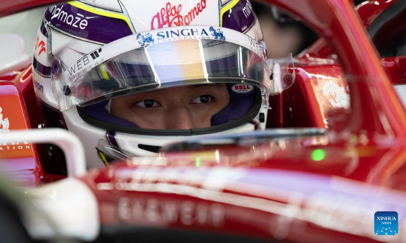 Alfa Romeo's Chinese driver Zhou Guanyu is seen before the first practice session of the Formula One Japan Grand Prix held at the Suzuka Circuit in Suzuka City, Japan, on Oct. 7, 2022. (Xinhua/Zhang Xiaoyu)