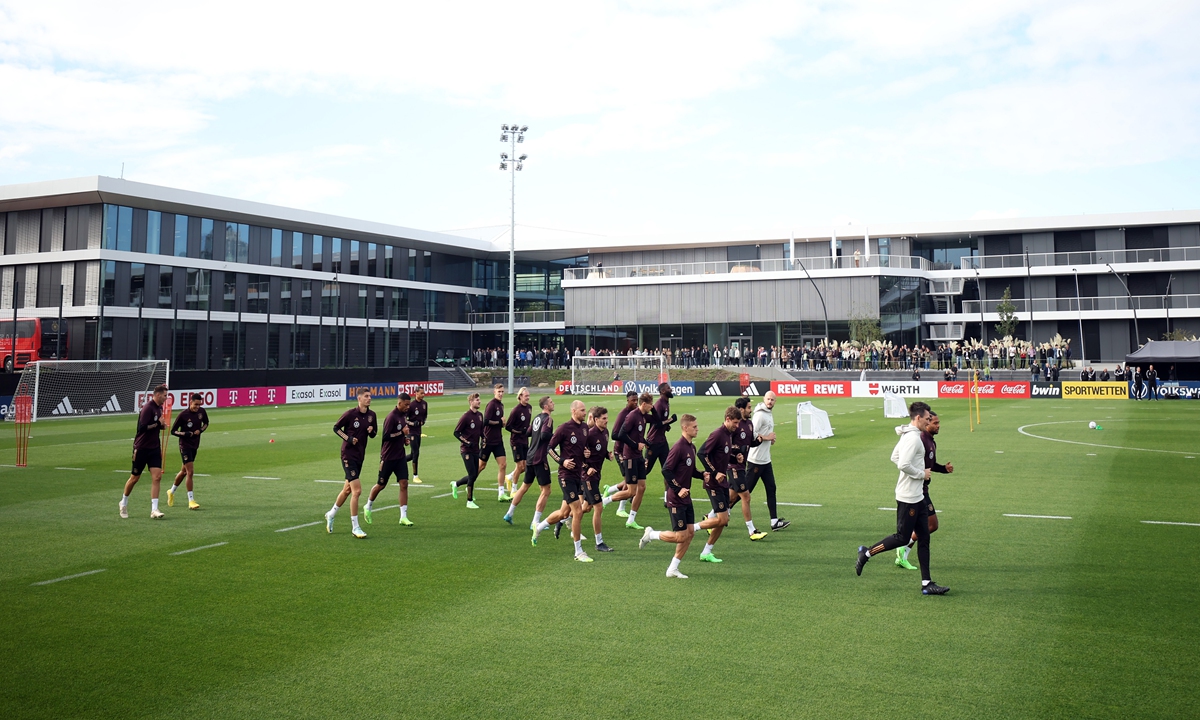 Players run during a Germany training session at DFB-Campus in Frankfurt am Main, Germany on September 20, 2022. Photo: AFP