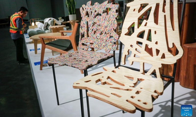 Chairs are on display at the Vancouver Interior Design Show in Vancouver, Canada, on Sept. 22, 2022. The show which is scheduled to run from Sept. 22 to 25 showcases the latest interior design ideas and products.(Photo: Xinhua)