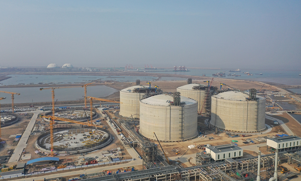 The LNG storage tanks of the green energy base in Yancheng, East China's Jiangsu Province Photo: VCG
