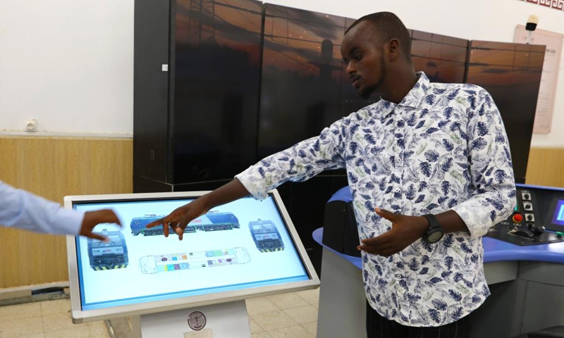 A student uses a touch screen at the Djibouti Luban Workshop at Djibouti Industrial and Commercial School in Djibouti City, capital of Djibouti, on Sept. 19, 2022.Photo:xinhua