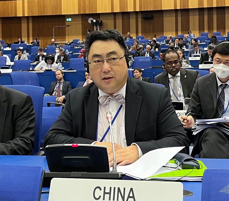 China's Permanent Representative to the UN in Vienna Wang Qun at the IAEA General Conference on Friday. Photo: Courtesy of Chinese mission to UN in Vienna