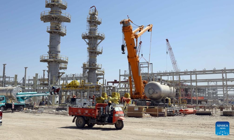 Photo taken on Sept. 25, 2022 shows a natural gas processing plant under construction at PetroChina's Halfaya oil field in Maysan province, Iraq. Photo: Xinhua