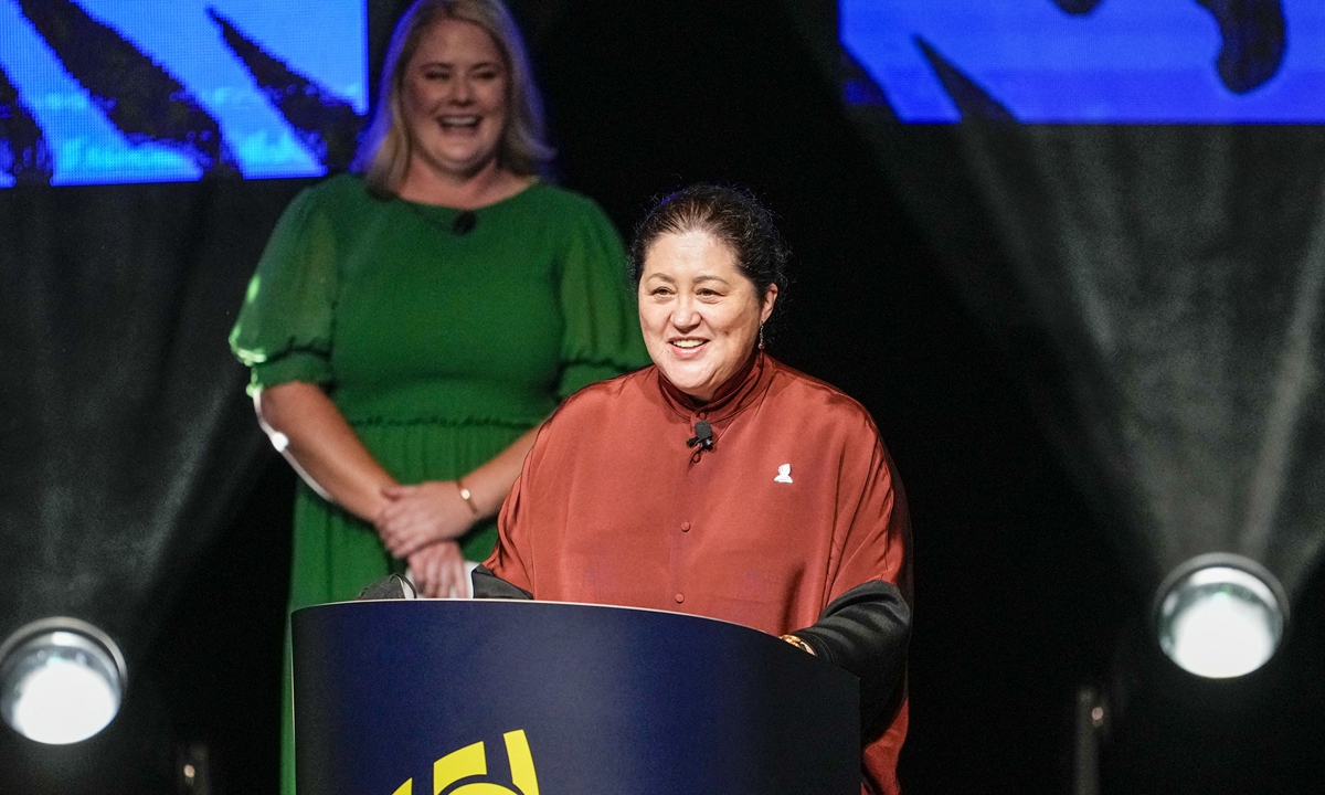 New Zealand Governor-General Cindy Kiro speaks during a welcome ceremony of the New Zealand 2021 Women's Rugby World Cup in Auckland on October 3, 2022.Photo:AFP 