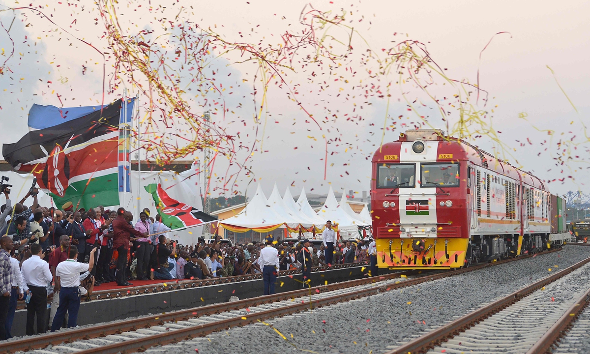 The Chinese-built Mombasa-Nairobi Standard Gauge Railway, Kenya's single largest infrastructure project since independence, is inaugurated on May 30, 2017. Photo: VCG