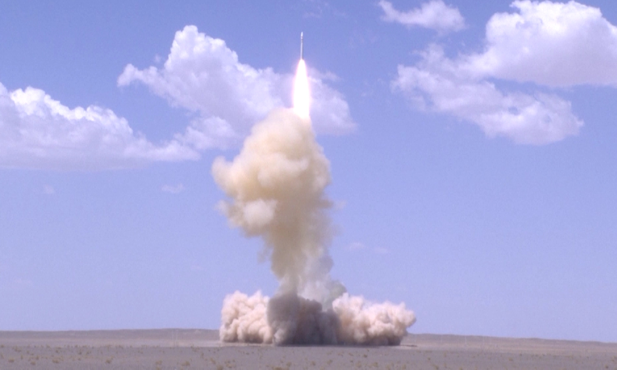 China's Lijian-1 (ZK-1) solid propellant rocket makes its maiden flight from the Jiuquan Satellite Launch Center on July 27, 2022, successfully sending six satellites into their preset orbits. Photo: CFP