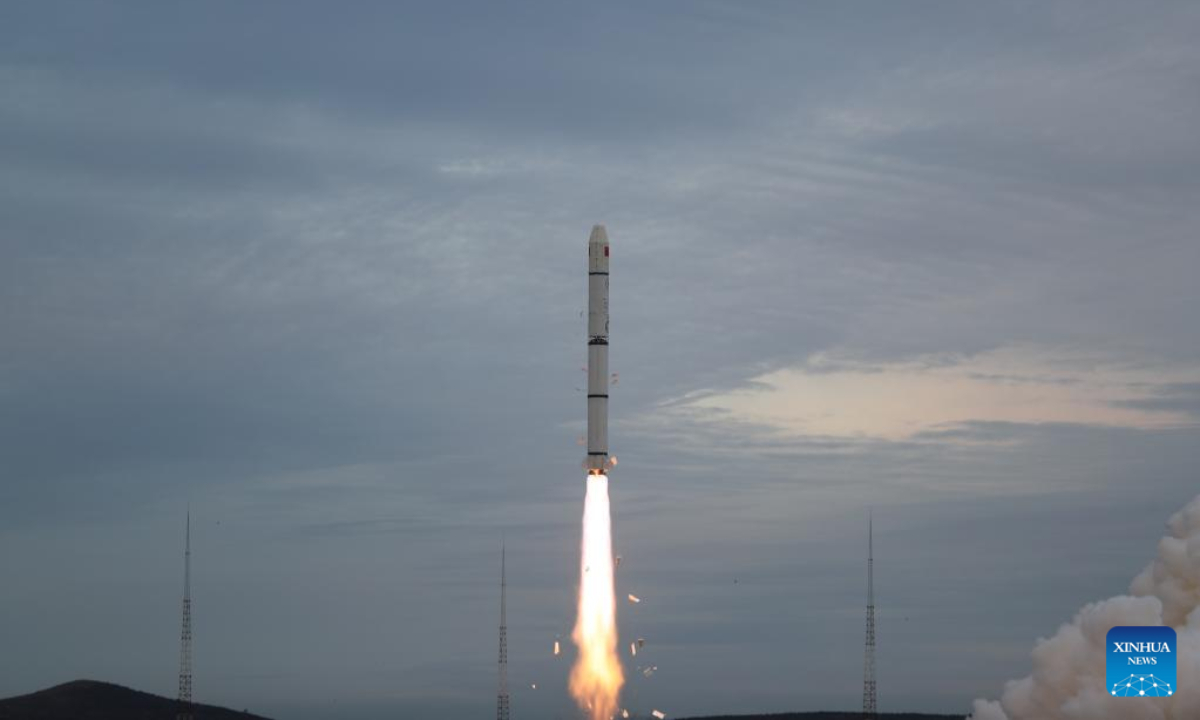 A Long March-2C rocket carrying the S-SAR01, a new satellite for disaster reduction, emergency management, and environment monitoring, blasts off from the Taiyuan Satellite Launch Center in north China's Shanxi Province Oct 13, 2022. The rocket lifted off at 6:53 a.m. (2253 GMT Oct 12) and sent the S-SAR01 satellite into the preset orbit. Photo:Xinhua