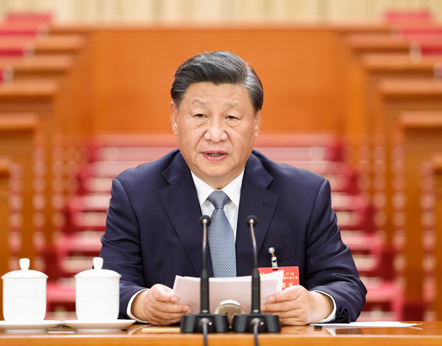 Xi Jinping presides over a preparatory meeting for the 20th National Congress of the Communist Party of China (CPC) at the Great Hall of the People in Beijing, capital of China, Oct 15, 2022. Photo:Xinhua