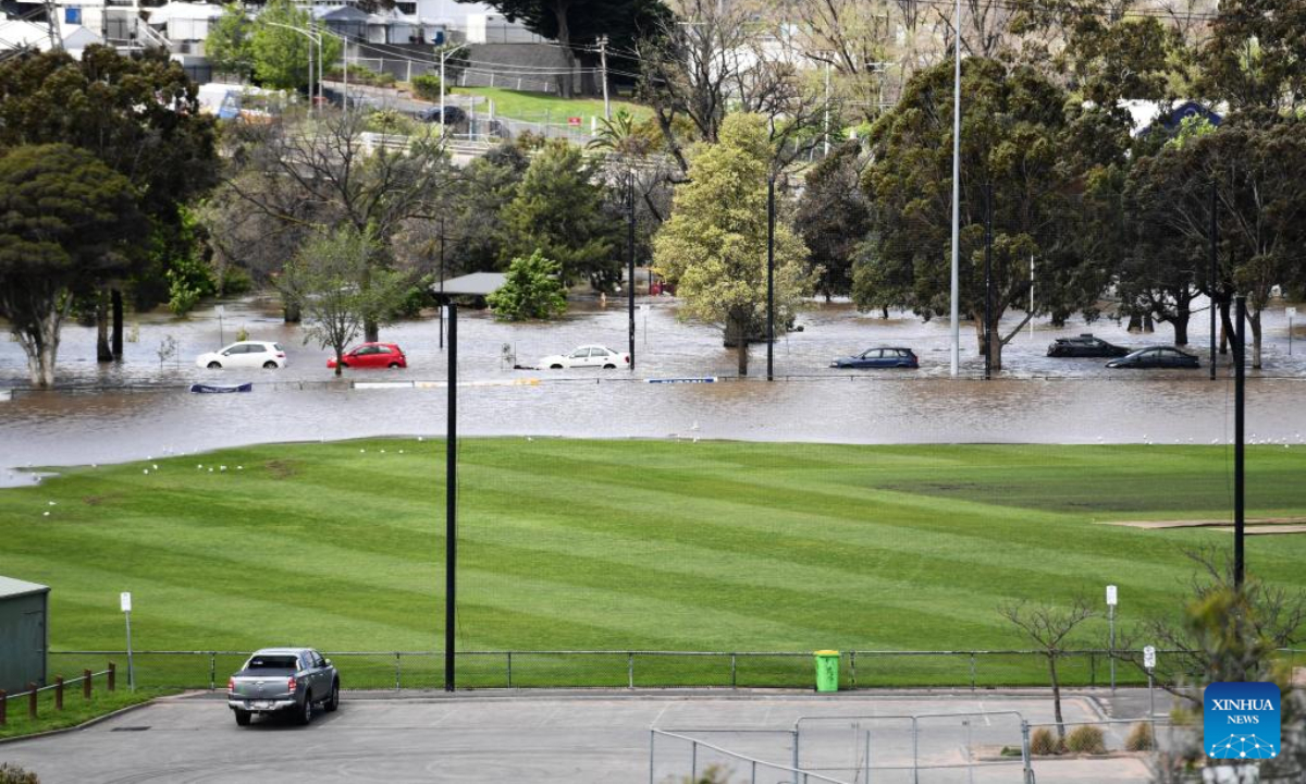 Photo taken on Oct 14, 2022 shows a flooded area in Victoria, Australia. Residents of multiple communities in the Australian state of Victoria received evacuation warnings on Friday due to flood emergencies. Photo:Xinhua