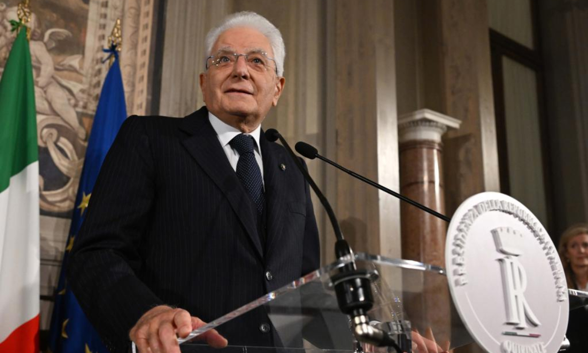 Italian President Sergio Mattarella speaks to the media after the meeting at the Quirinale Presidential Palace in Rome, Italy, Oct 21, 2022. Photo:Xinhua