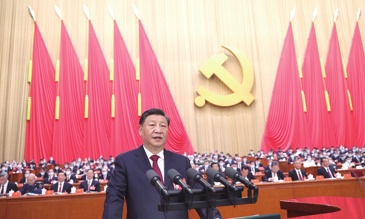 Xi Jinping delivers a report to the 20th National Congress of the Communist Party of China (CPC) on behalf of the 19th CPC Central Committee in Beijing on October 16, 2022. The 20th CPC National Congress opened on the day. Photo: Xinhua