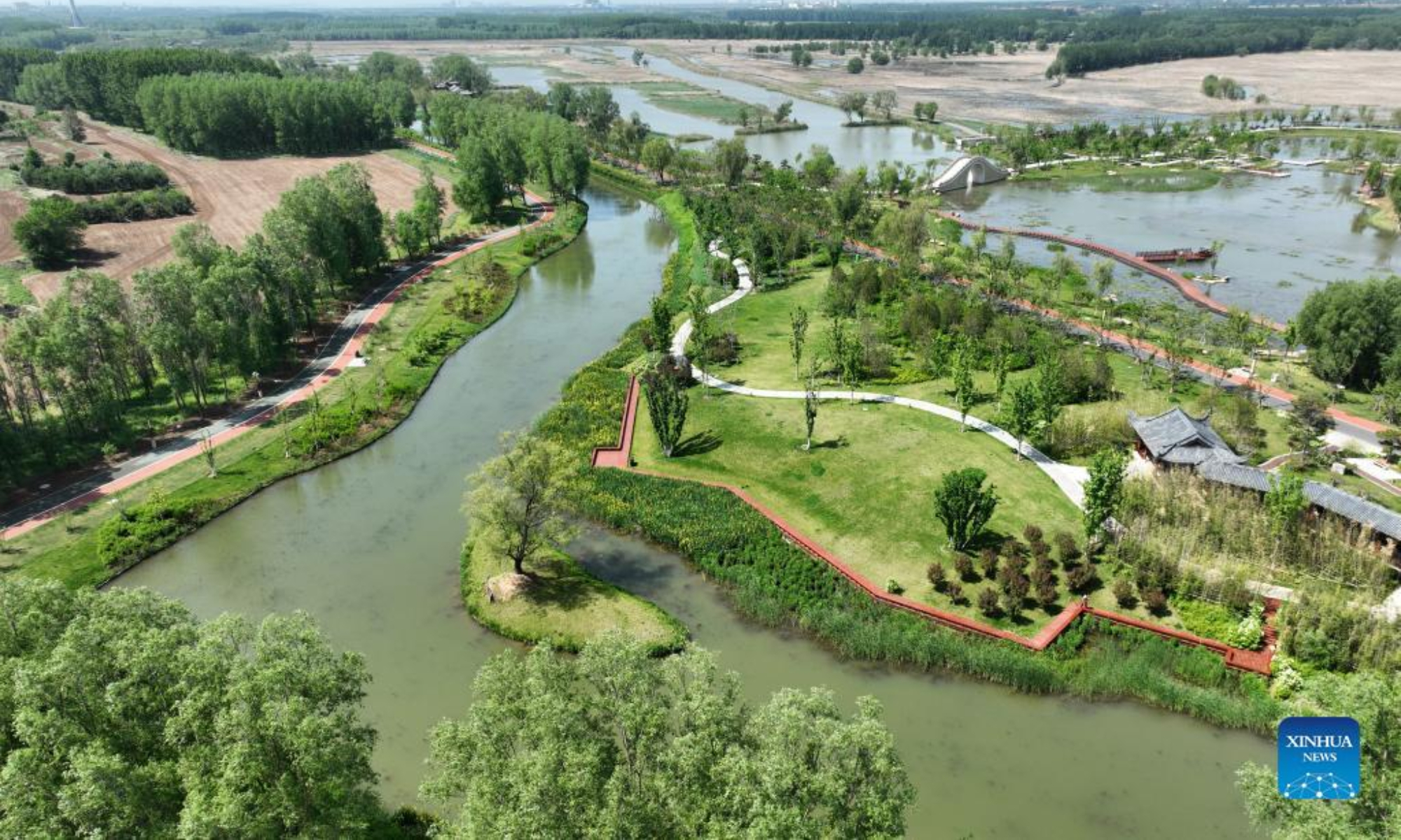 Aerial photo taken on May 13, 2022 shows a view of Zhangzehu national wetland park in Changzhi, north China's Shanxi Province. Photo:Xinhua