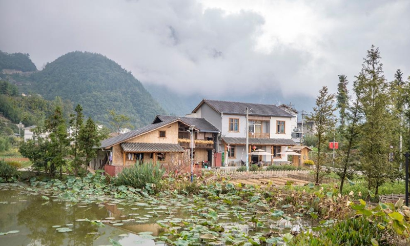 Photo taken on Oct. 14, 2022 shows newly built residential houses in Jiuping Village in Wuxi County, southwest China's Chongqing.Photo:Xinhua