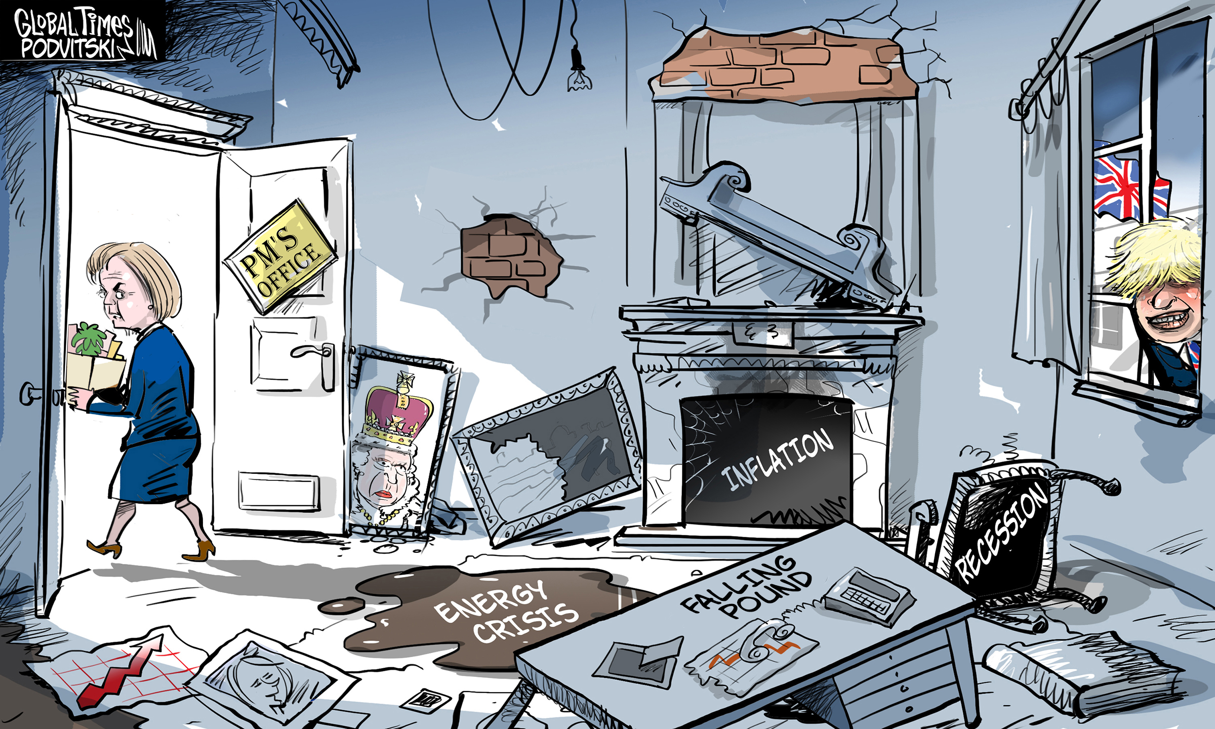 Shortest stay at 10 Downing Street. Cartoon: Vitaly Podvitski