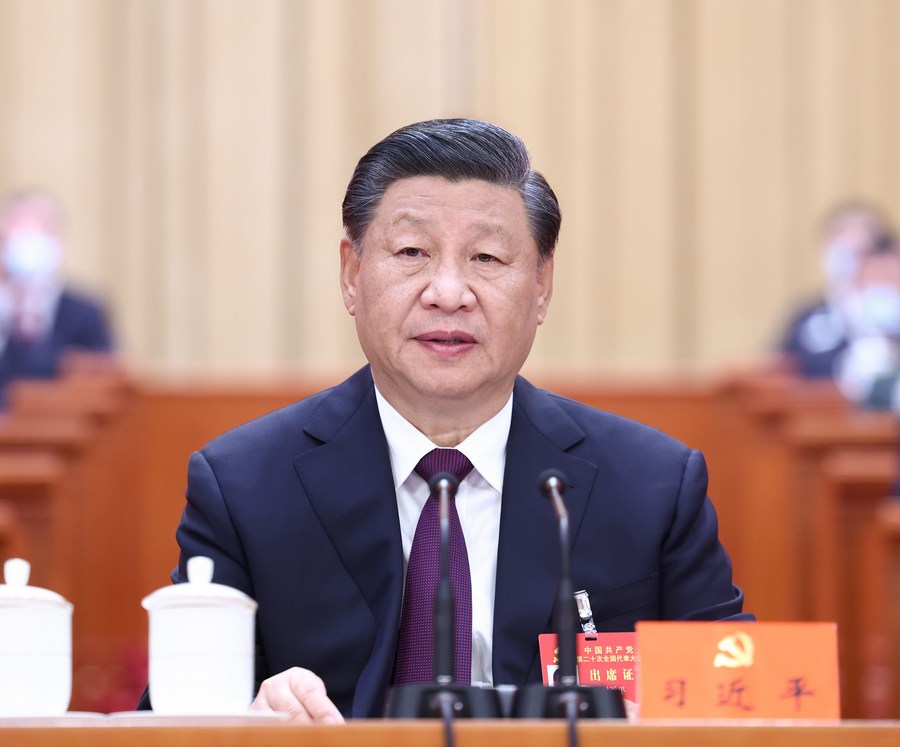 Xi Jinping presides over the closing session of the 20th National Congress of the Communist Party of China (CPC) at the Great Hall of the People in Beijing, capital of China, Oct 22, 2022. Photo:Xinhua